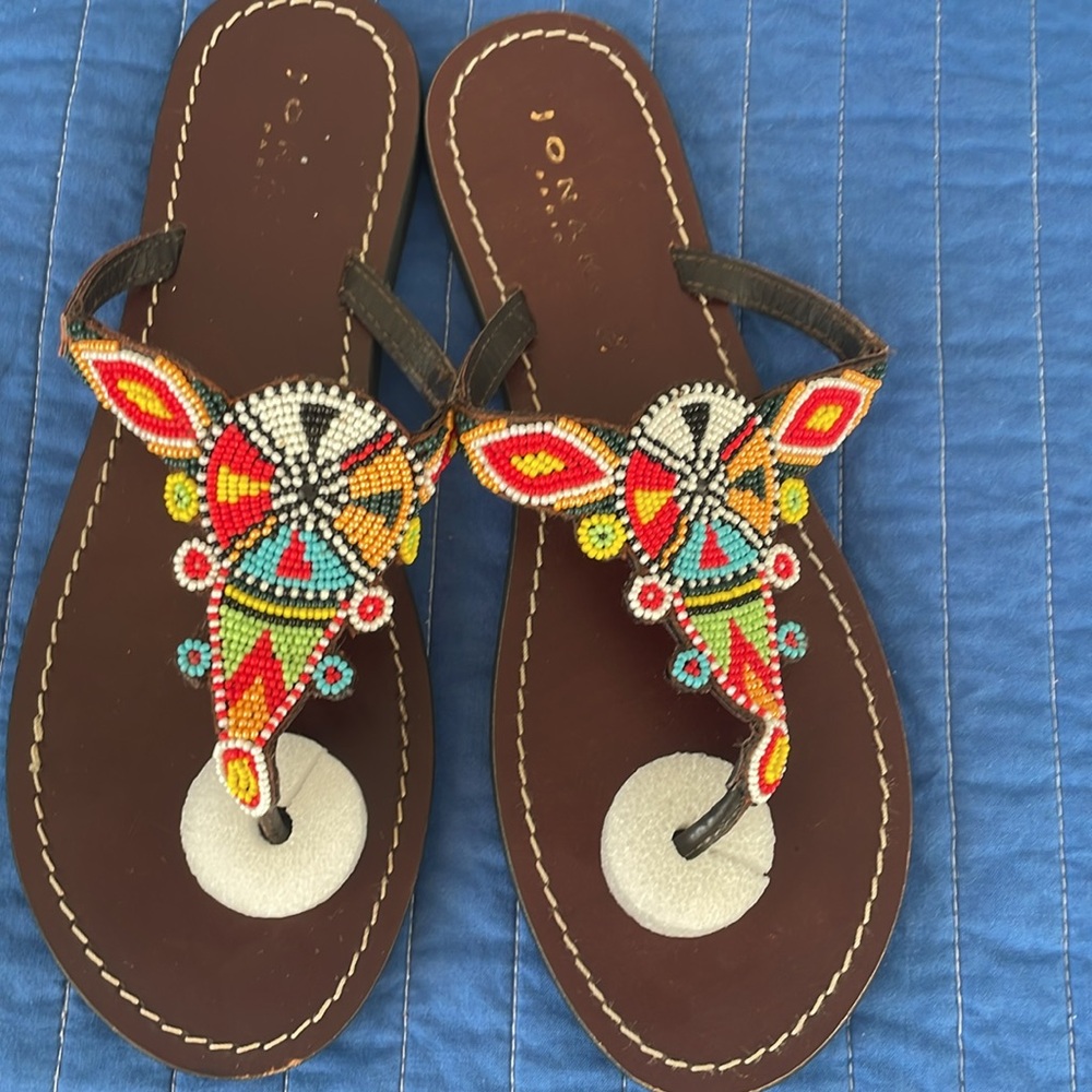 Jonak Paris Southwest beaded flip flops thong sandals